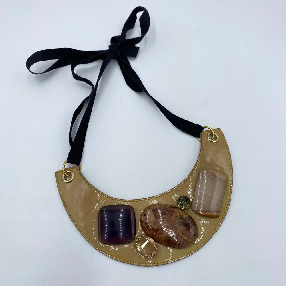 Club Monaco Stones Bejeweled Plated Statement Necklace